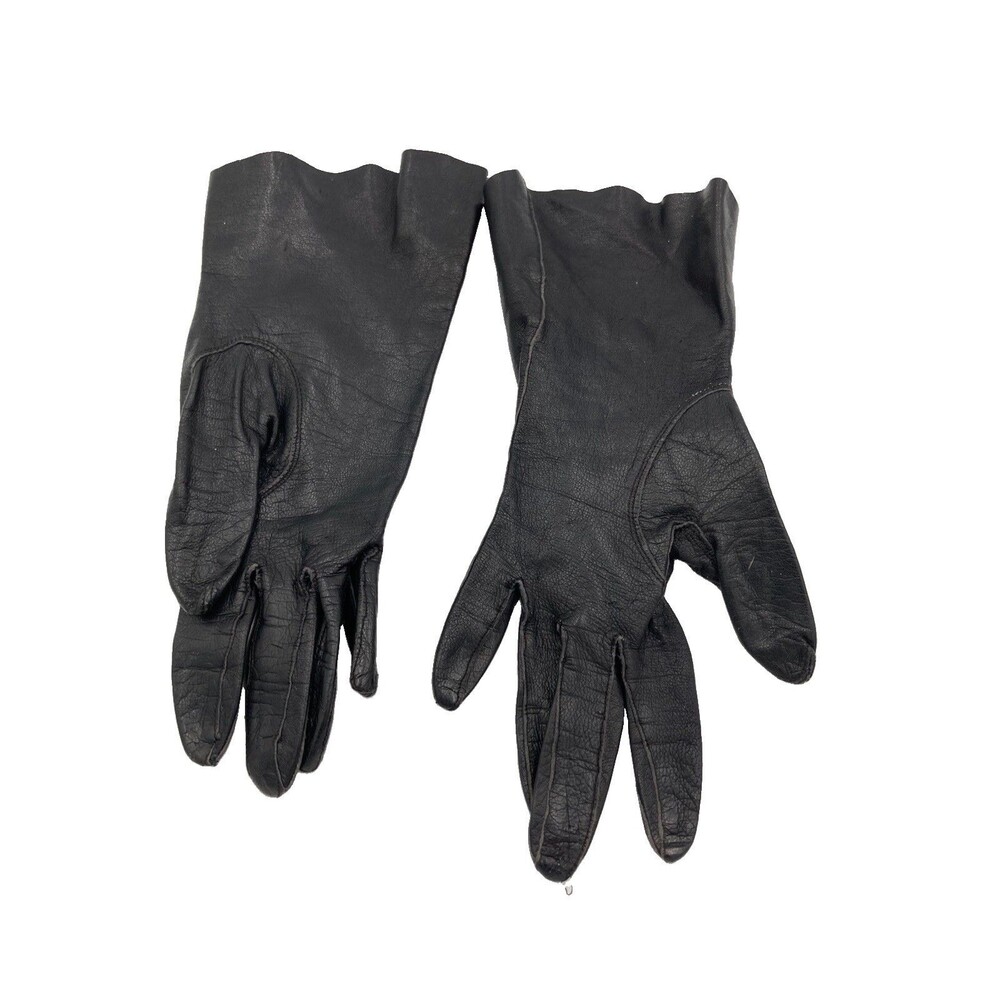 Caresskin By Surberb Vintage Black Genuine Leather Gloves Women’s Size 6 Unlined